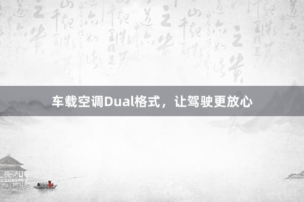 车载空调Dual格式，让驾驶更放心